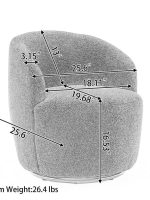 KINWELL 34" W Mid Century Modern Swivel Barrel Chair, Round Upholstered Boucle Swivel Accent Chairs, No Assembly Sofa Chair for Living Room Bedroom Reading Apartment Lounge Nursery