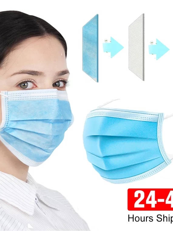 Masks 3-layer Mask Face Masks Melt Blown Cloth Disposable Anti-Dust Protective Masks Earloops Mouth Mask Black Mascarillas