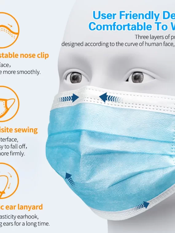 Masks 3-layer Mask Face Masks Melt Blown Cloth Disposable Anti-Dust Protective Masks Earloops Mouth Mask Black Mascarillas