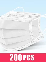 10/50/100/200PCS Disposable Mask Earloop Pink Bule Black White Mouth Masks 3 Layers Meltblown Non-Woven Breathable Face Mask