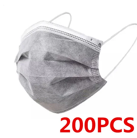 10/50/100/200PCS Disposable Mask Earloop Pink Bule Black White Mouth Masks 3 Layers Meltblown Non-Woven Breathable Face Mask