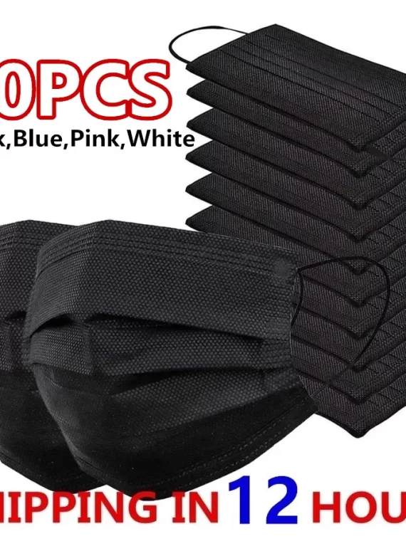 Masks 3-layer Mask Face Masks Melt Blown Cloth Disposable Anti-Dust Protective Masks Earloops Mouth Mask Black Mascarillas