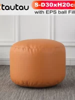 OTAUTAU Small Round Faux Leather Ottoman Stool Beanbag Pouf Footstool Stuffed Bean Bag Footrest Floor Corner Seat Puff JD004