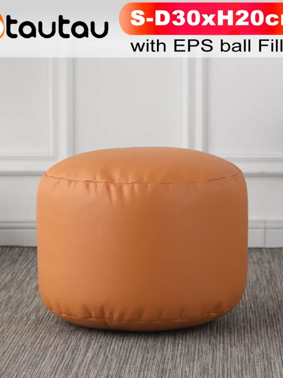 OTAUTAU Small Round Faux Leather Ottoman Stool Beanbag Pouf Footstool Stuffed Bean Bag Footrest Floor Corner Seat Puff JD004
