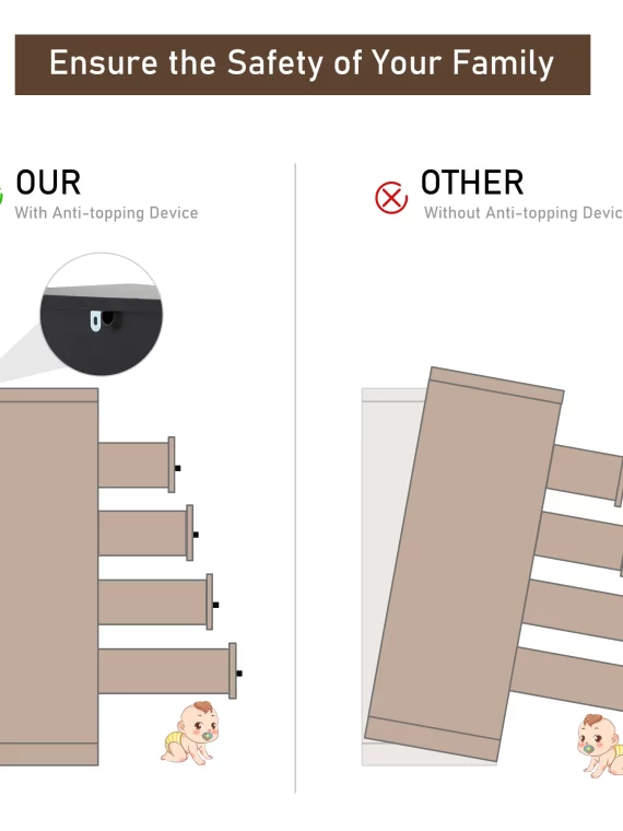 7 Drawer Dresser for Bedroom, 55 Inch Modern Dresser with High Gloss Drawers, Large Wood Chest of Drawer, White/Black