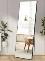 JHK Full Body Wall Mirror 59"x16" Standing Hanging or Wall-Mounted Mirrors with Stand Aluminum Alloy Frame For Bathroom Bedroom