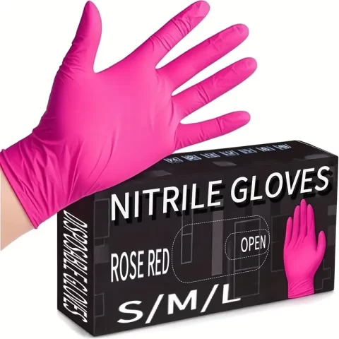 Fuchsia Nitrile Disposable Gloves 20/100PCS 3-mil Powder & Latex Free Household Cleaning Gloves for Cooking Kitchen Esthetician