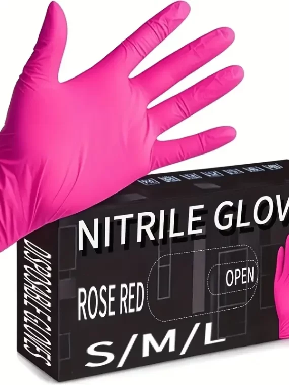 Fuchsia Nitrile Disposable Gloves 20/100PCS 3-mil Powder & Latex Free Household Cleaning Gloves for Cooking Kitchen Esthetician