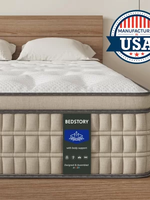 BedStory 12 Inch Full/King Hybrid Gel Memory Foam Mattress, Queen Size Mattress with Breathable Fabric for Comfortable Sleep