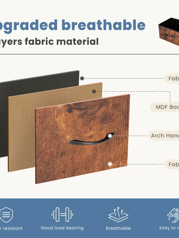 JHK Fireplace TV Stand Dresser For Bedroom With 5 Fabric Drawers Storage Closet Chest Clothes Storage Display Cabinet Furniture