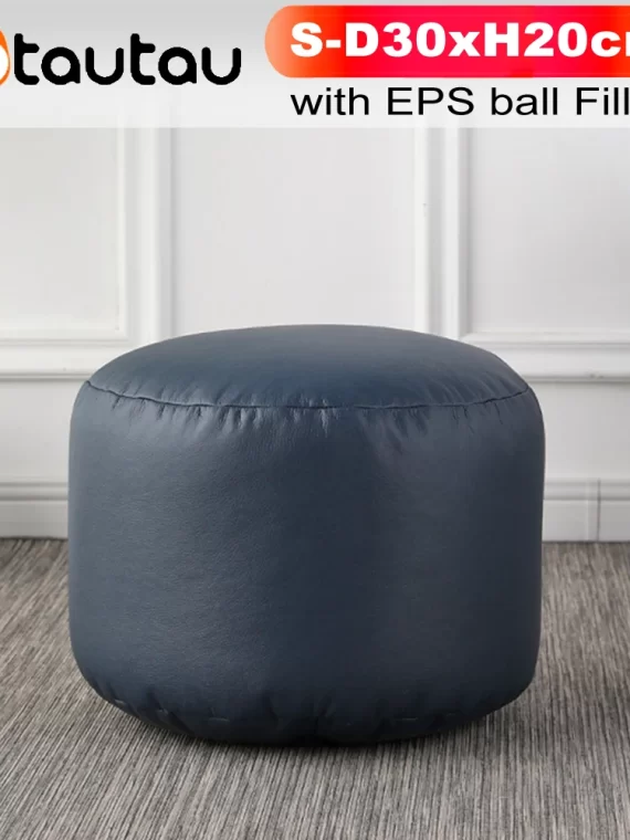 OTAUTAU Small Round Faux Leather Ottoman Stool Beanbag Pouf Footstool Stuffed Bean Bag Footrest Floor Corner Seat Puff JD004
