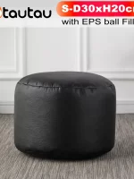 OTAUTAU Small Round Faux Leather Ottoman Stool Beanbag Pouf Footstool Stuffed Bean Bag Footrest Floor Corner Seat Puff JD004