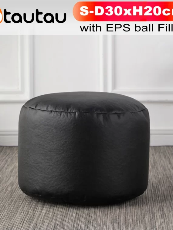OTAUTAU Small Round Faux Leather Ottoman Stool Beanbag Pouf Footstool Stuffed Bean Bag Footrest Floor Corner Seat Puff JD004