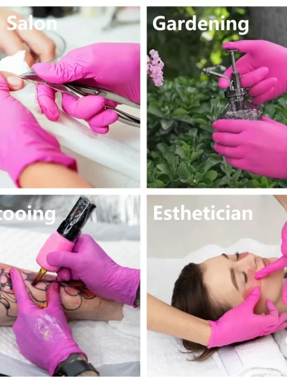 Fuchsia Nitrile Disposable Gloves 20/100PCS 3-mil Powder & Latex Free Household Cleaning Gloves for Cooking Kitchen Esthetician