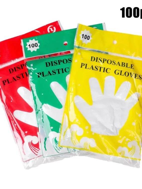 100pcs Disposable Gloves Plastic Gloves Transparent Eco-friendly Cleaning Gloves For DIY Cooking Kitchen Accessories