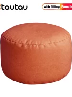 OTAUTAU Small Round Faux Leather Ottoman Stool Beanbag Pouf Footstool Stuffed Bean Bag Footrest Floor Corner Seat Puff JD004