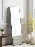 JHK Full Body Wall Mirror 59"x16" Standing Hanging or Wall-Mounted Mirrors with Stand Aluminum Alloy Frame For Bathroom Bedroom