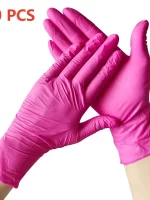 Fuchsia Nitrile Disposable Gloves 20/100PCS 3-mil Powder & Latex Free Household Cleaning Gloves for Cooking Kitchen Esthetician