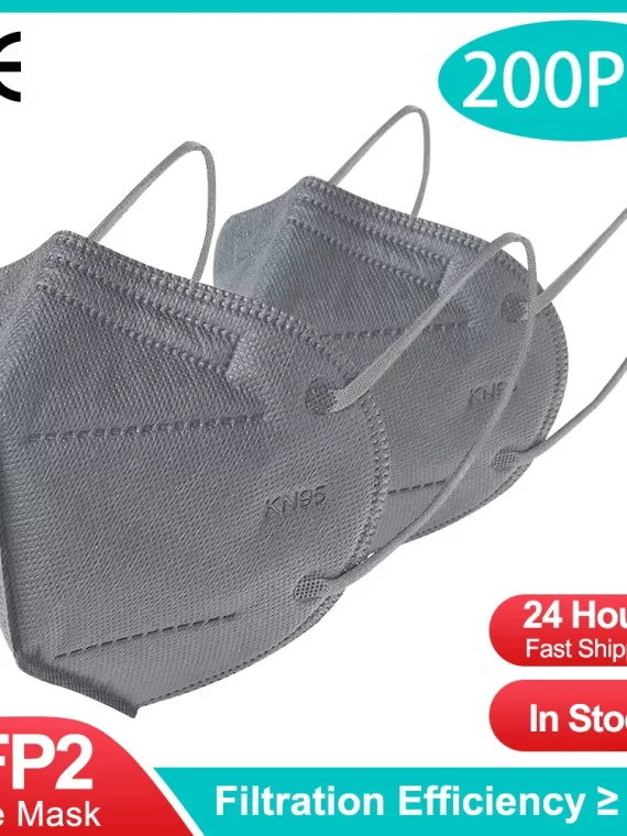 10-200PCS mascarillas fpp2 Black KN95 CE Certified FFP2 face mask mascarilla kn95 5Layers Non-wove Adult ffp2 mask kn95 reusable