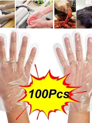 100pcs Disposable Gloves Plastic Gloves Transparent Eco-friendly Cleaning Gloves For DIY Cooking Kitchen Accessories