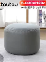 OTAUTAU Small Round Faux Leather Ottoman Stool Beanbag Pouf Footstool Stuffed Bean Bag Footrest Floor Corner Seat Puff JD004