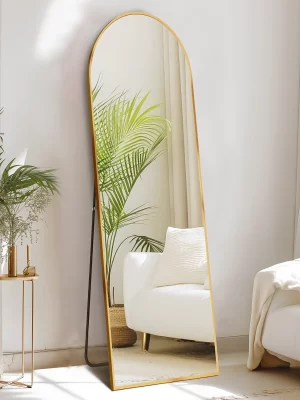 JHK Full Body Wall Mirror 59"x16" Standing Hanging or Wall-Mounted Mirrors with Stand Aluminum Alloy Frame For Bathroom Bedroom