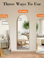 JHK Full Body Wall Mirror 59"x16" Standing Hanging or Wall-Mounted Mirrors with Stand Aluminum Alloy Frame For Bathroom Bedroom