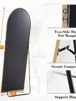 JHK Full Body Wall Mirror 59"x16" Standing Hanging or Wall-Mounted Mirrors with Stand Aluminum Alloy Frame For Bathroom Bedroom