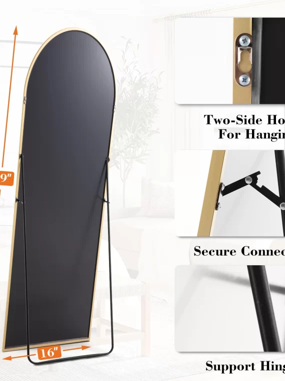 JHK Full Body Wall Mirror 59"x16" Standing Hanging or Wall-Mounted Mirrors with Stand Aluminum Alloy Frame For Bathroom Bedroom