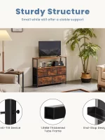 JHK Fireplace TV Stand Dresser For Bedroom With 5 Fabric Drawers Storage Closet Chest Clothes Storage Display Cabinet Furniture