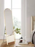 JHK Full Body Wall Mirror 59"x16" Standing Hanging or Wall-Mounted Mirrors with Stand Aluminum Alloy Frame For Bathroom Bedroom