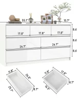 7 Drawer Dresser for Bedroom, 55 Inch Modern Dresser with High Gloss Drawers, Large Wood Chest of Drawer, White/Black
