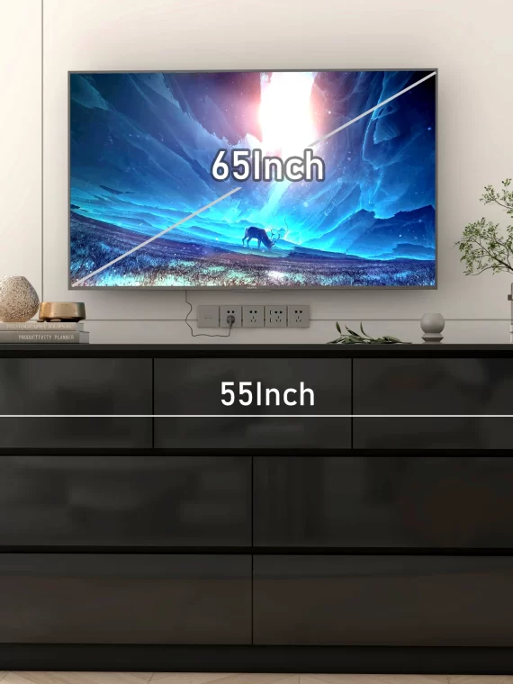 7 Drawer Dresser for Bedroom, 55 Inch Modern Dresser with High Gloss Drawers, Large Wood Chest of Drawer, White/Black