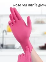Fuchsia Nitrile Disposable Gloves 20/100PCS 3-mil Powder & Latex Free Household Cleaning Gloves for Cooking Kitchen Esthetician