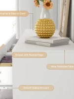 7 Drawer Dresser for Bedroom, 55 Inch Modern Dresser with High Gloss Drawers, Large Wood Chest of Drawer, White/Black