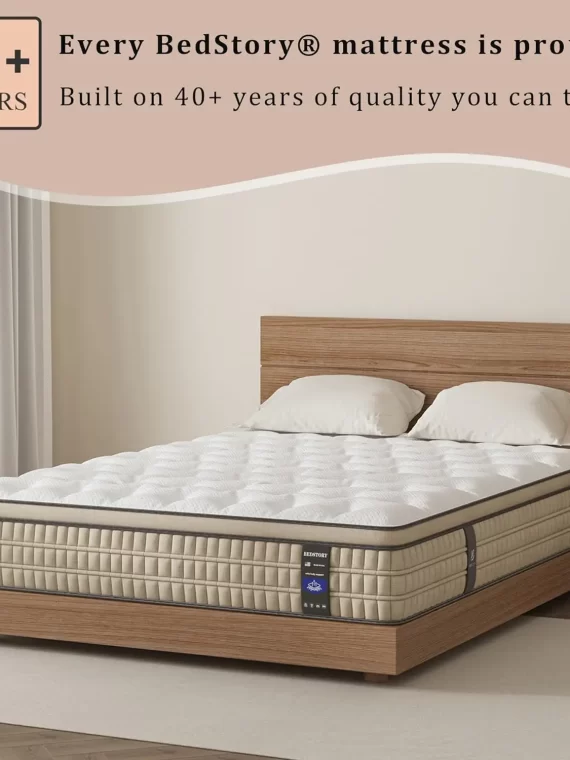 BedStory 12 Inch Full/King Hybrid Gel Memory Foam Mattress, Queen Size Mattress with Breathable Fabric for Comfortable Sleep