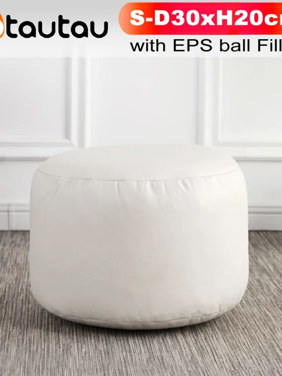 OTAUTAU Small Round Faux Leather Ottoman Stool Beanbag Pouf Footstool Stuffed Bean Bag Footrest Floor Corner Seat Puff JD004
