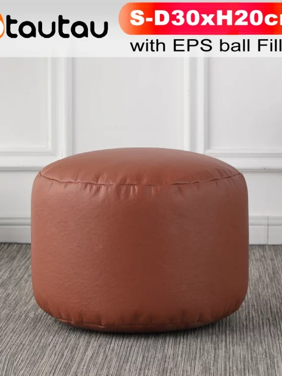 OTAUTAU Small Round Faux Leather Ottoman Stool Beanbag Pouf Footstool Stuffed Bean Bag Footrest Floor Corner Seat Puff JD004
