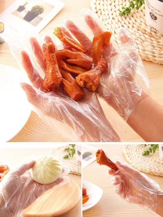 100pcs Disposable Gloves Plastic Gloves Transparent Eco-friendly Cleaning Gloves For DIY Cooking Kitchen Accessories