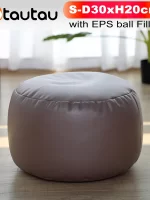 OTAUTAU Small Round Faux Leather Ottoman Stool Beanbag Pouf Footstool Stuffed Bean Bag Footrest Floor Corner Seat Puff JD004