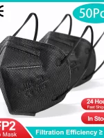 10-200PCS mascarillas fpp2 Black KN95 CE Certified FFP2 face mask mascarilla kn95 5Layers Non-wove Adult ffp2 mask kn95 reusable